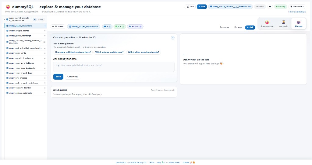 AI chat with tables